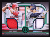 Mike Trout / Aaron Judge 2022 Topps Tribute Dual Player Relics Green #DR2TJ #37/99 at PristineAuction.com