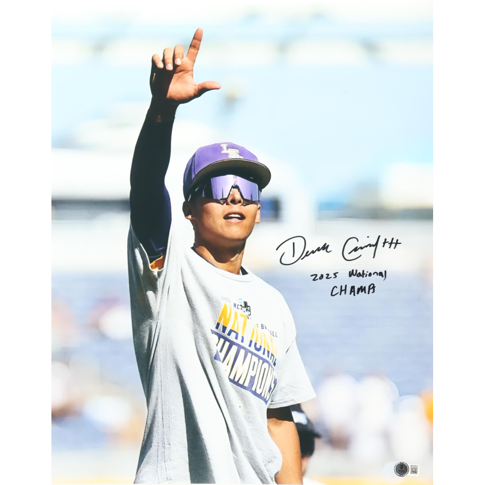Derek Curiel Signed LSU Tigers 16x20 Photo Inscribed "2025 National Champs" (Beckett) at PristineAuction.com