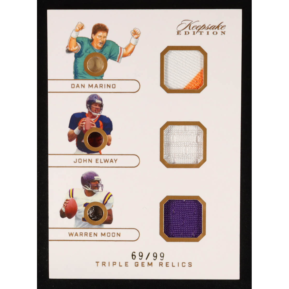 Dan Marino / John Elway / Warren Moon 2024 Keepsake Edition Triple Gem Relics #386 #69/99 at PristineAuction.com