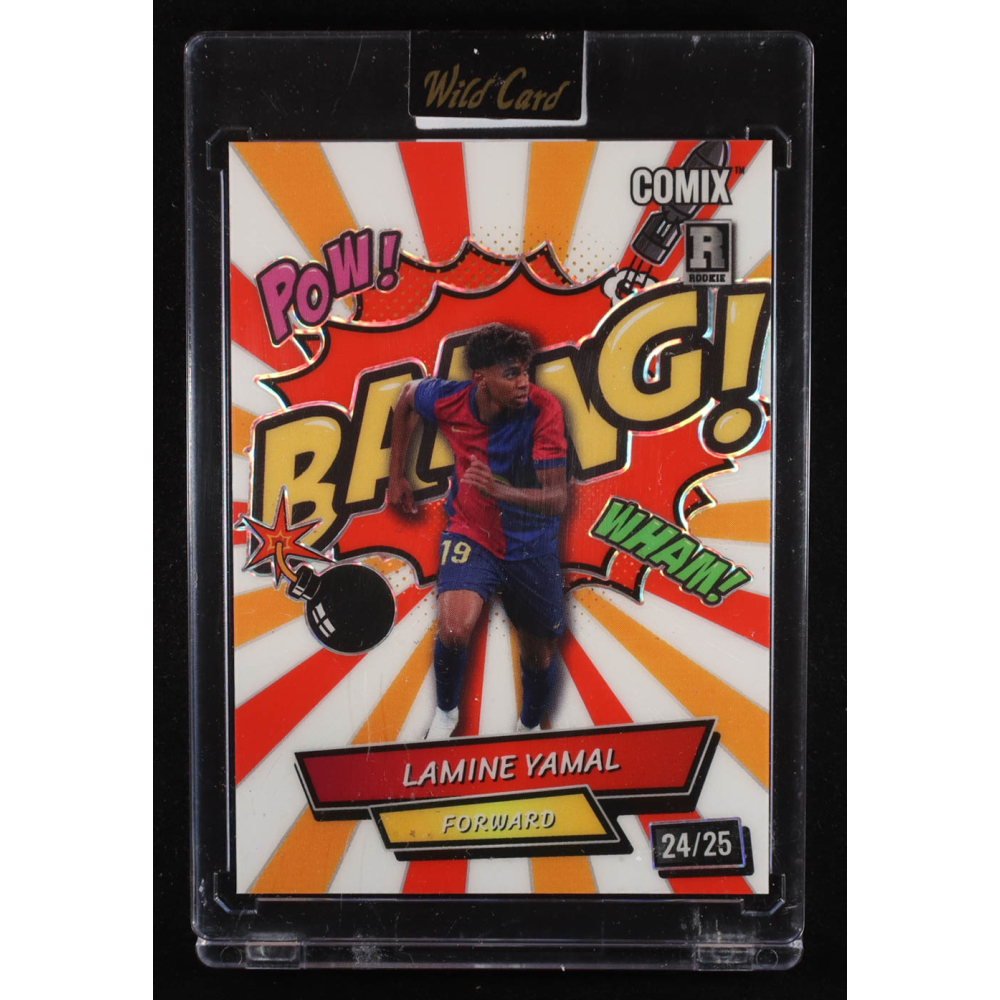 Lamine Yamal 2024 Wild Card Comix BAANG! White Orange Rainbow Foil #ACBG-LY11 #24/25 RC at PristineAuction.com