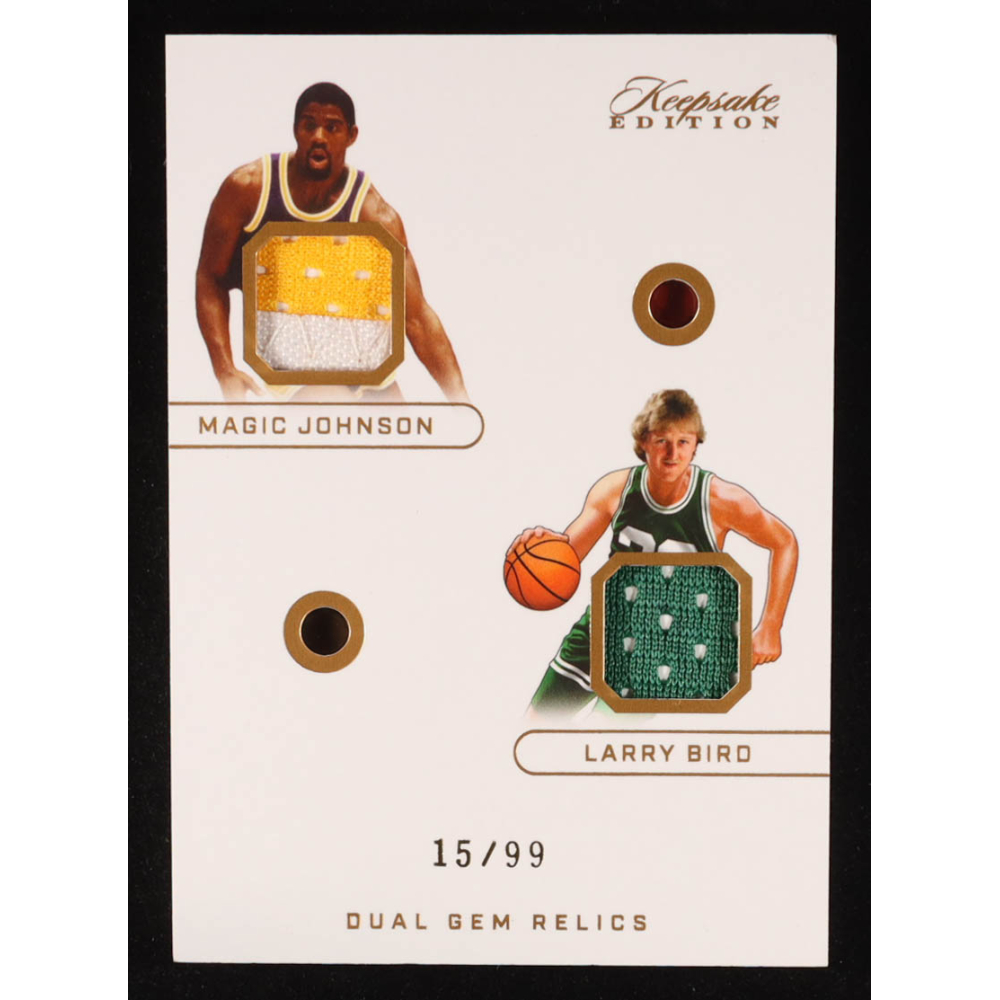 Magic Johnson / Larry Bird 2024 Keepsake Edition Dual Gem Relics #362 #15/99 at PristineAuction.com