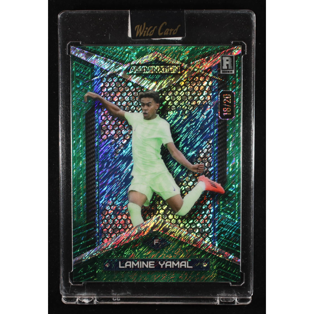 Lamine Yamal 2024 Wild Card Alumination Green Shimmer #ABC-LY10 #18/20 RC at PristineAuction.com