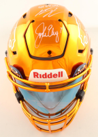 John Elway & Bo Nix Signed Broncos Full-Size Authentic On-Field Chrome Alternate SpeedFlex Helmet with Custom Visor Inscribed "Let's Ride" (Beckett) at PristineAuction.com