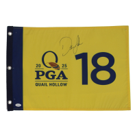 Dustin Johnson Signed 2025 PGA Quail Hollow Golf Pin Flag (JSA) at PristineAuction.com