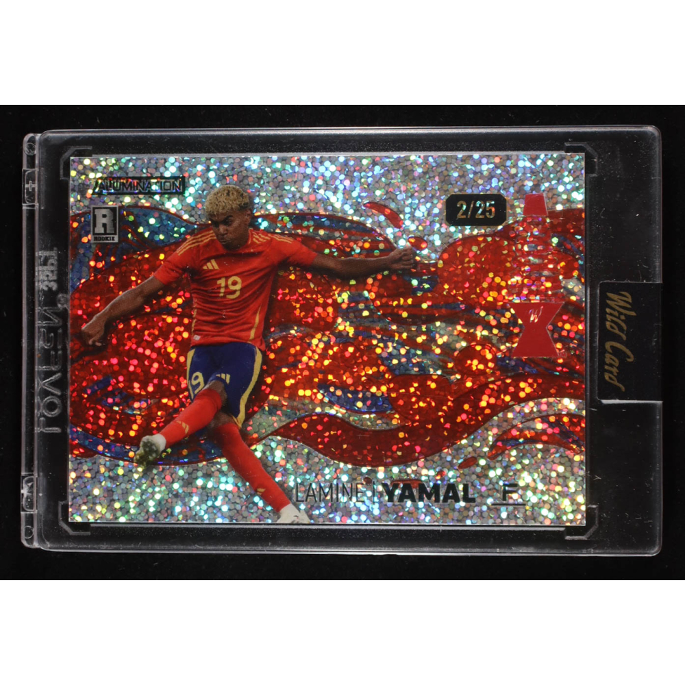 Lamine Yamal 2024 Wild Card Alumination Groovin Red Sparkle #AG-YL4 #02/25 RC at PristineAuction.com