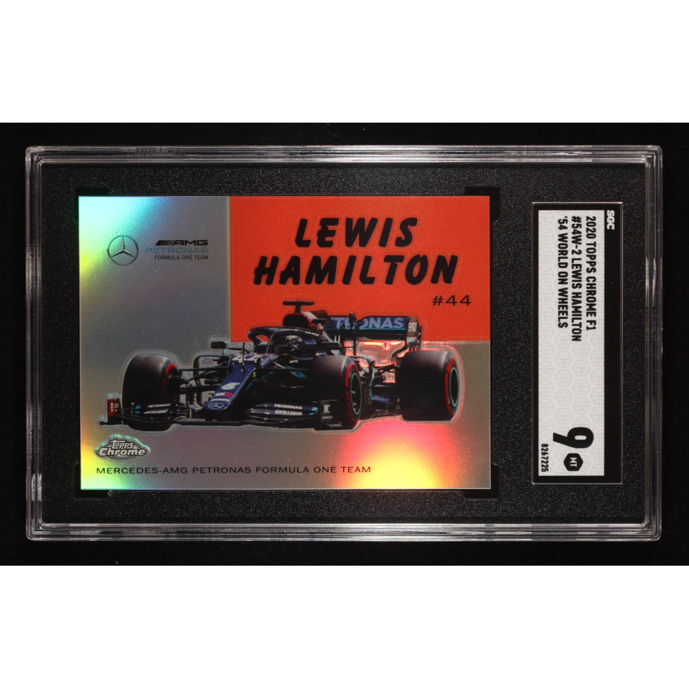 Lewis Hamilton 2020 Topps Chrome Formula 1 '54 Topps World on Wheels #54W2 (SGC 9) at PristineAuction.com