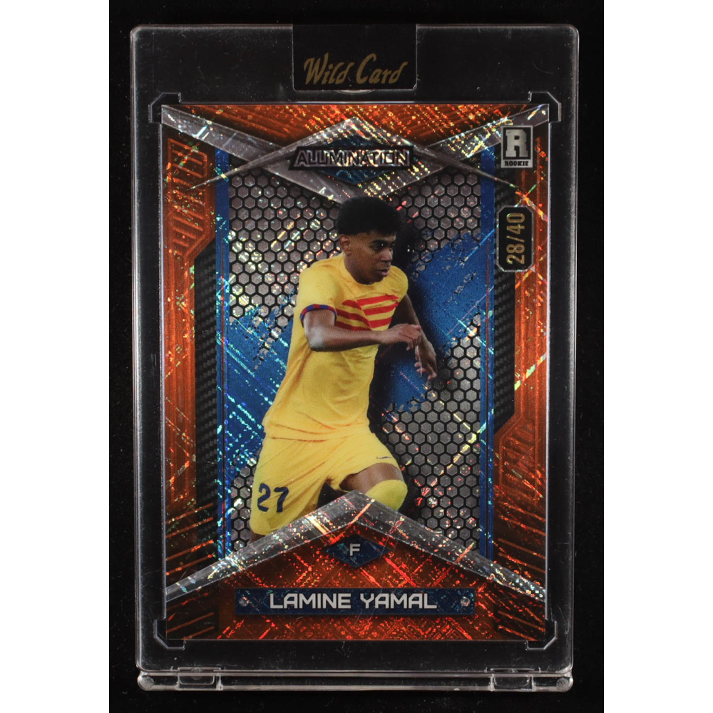 Lamine Yamal 2024 Wild Card Alumination Orange Crosshatch Foil #ABC-LY9 #28/40 RC at PristineAuction.com