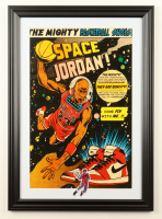 1985 "Space Jordan!" Air Jordan 1 Promo Custom Framed Poster with Michael Jordan Patch at PristineAuction.com
