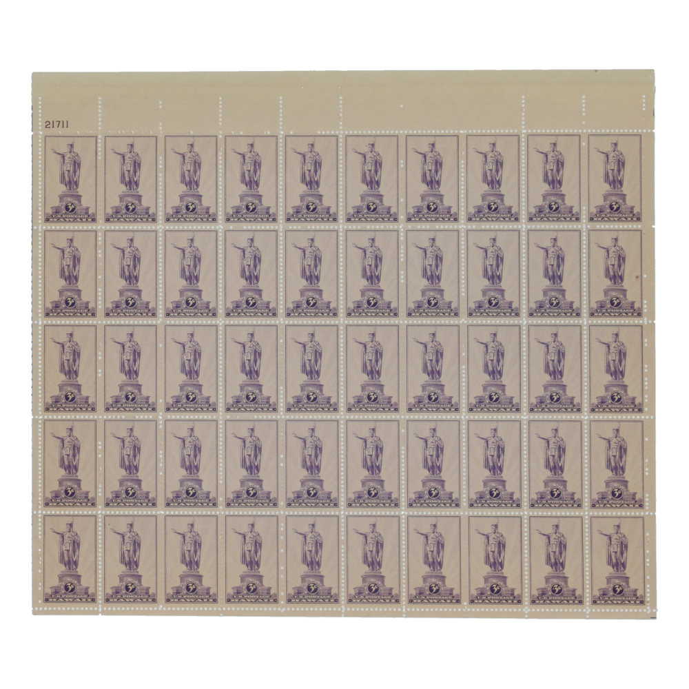 U.S. Postage 3¢ "Hawaii Territory" Stamp Issued October 18th 1937 Full Original Uncut Sheet Of (50) Stamps at PristineAuction.com