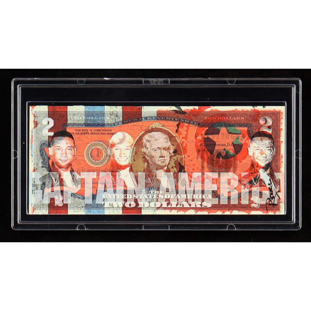 LE "Captain America" Derek Jeter Two Dollar Bill Art Card Signed by the Artist, Rency at PristineAuction.com