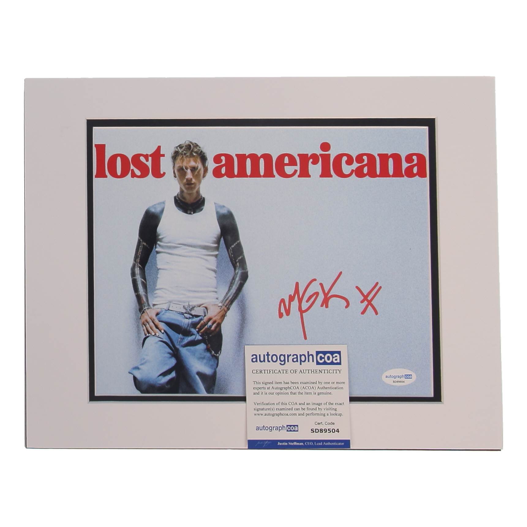 Machine Gun Kelly Signed "Lost Americana" Custom Matted Photo Display (AutographCOA) at PristineAuction.com Machine Gun Kelly Signed "Lost Americana" Custom Matted Photo Display (AutographCOA) at PristineAuction.com