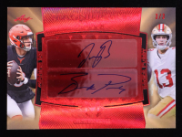 Joe Burrow / Brock Purdy 2023 Leaf Magnificence Magnificent Duos Autographs Red Holo #MD10 #3/3 at PristineAuction.com