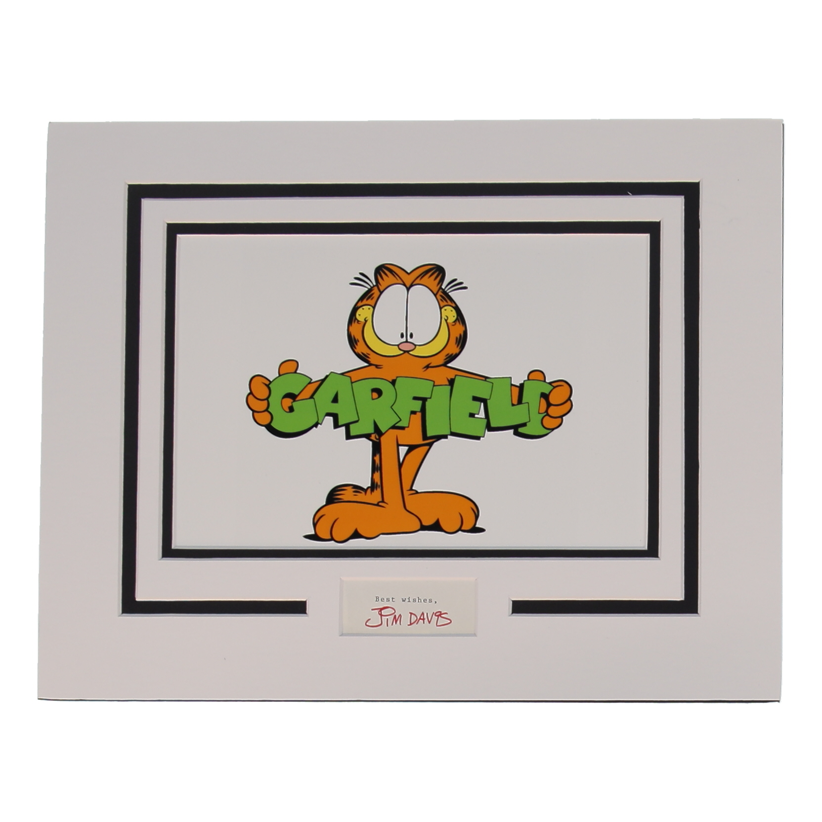 Jim Davis Signed "Garfield" Custom Matted Cut Display (ACOA) at PristineAuction.com Jim Davis Signed "Garfield" Custom Matted Cut Display (ACOA) at PristineAuction.com