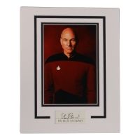 Patrick Stewart Signed "Star Trek: The Next Generation" 11x14 Custom Matted Cut Display (ACOA) at PristineAuction.com