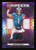 Jalen Hurts 2024 Panini Obsidian Trifecta Swatches Purple #29 #25/49 at PristineAuction.com