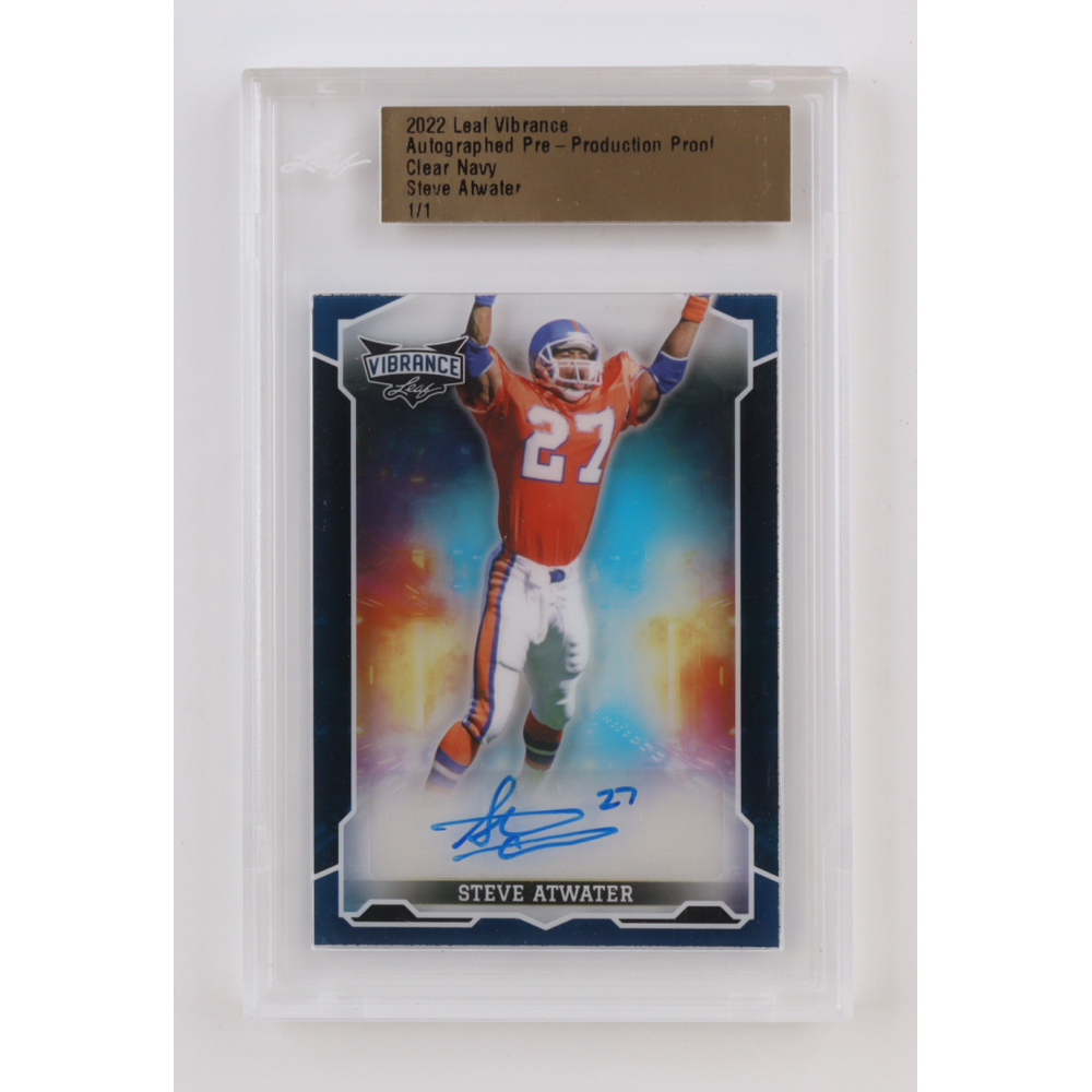 Steve Atwater 2022 Leaf Vibrance Autographs Clear Navy #1/1 at PristineAuction.com