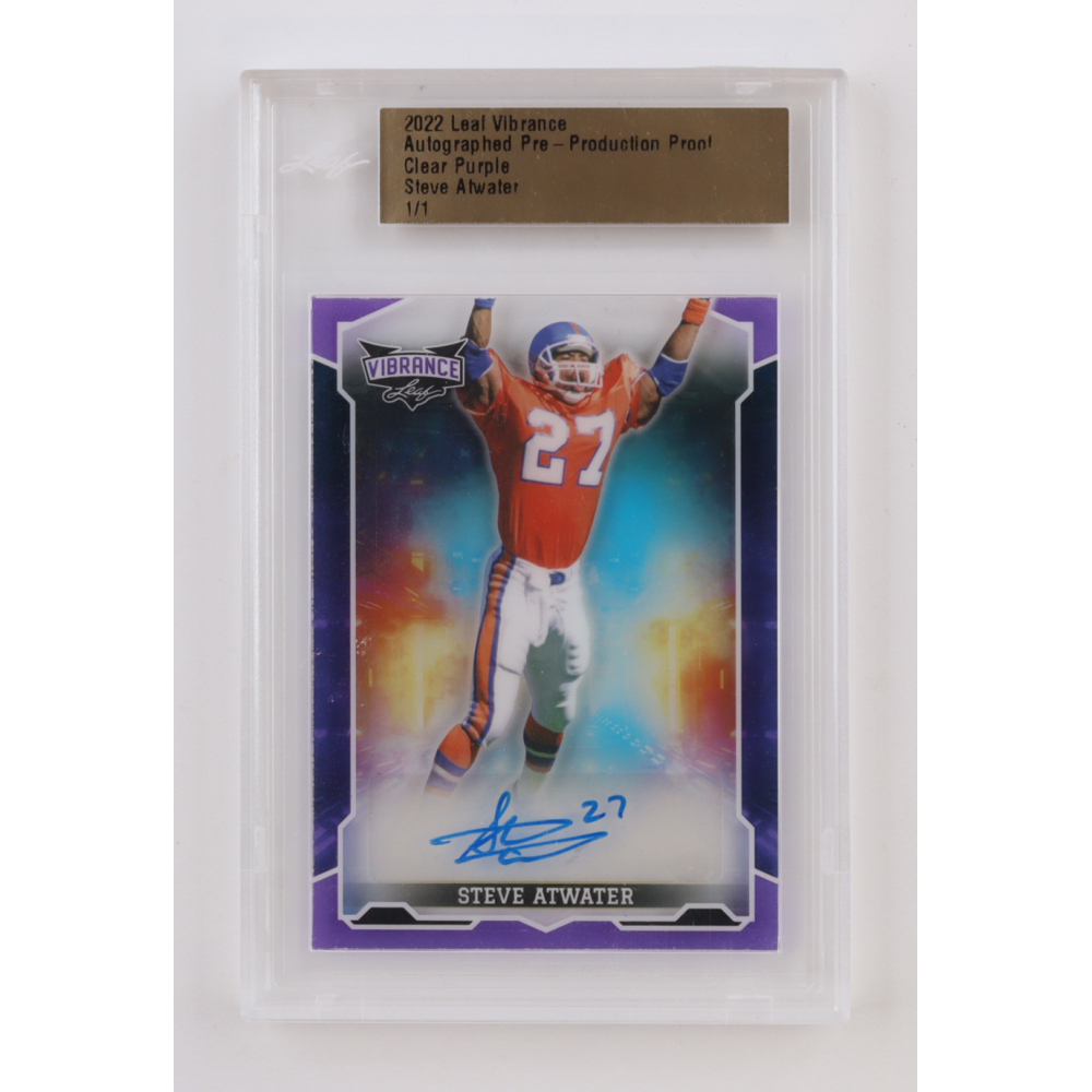 Steve Atwater 2022 Leaf Vibrance Autographs Clear Purple #1/1 at PristineAuction.com
