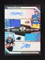 Blake Corum / Jonathon Brooks 2024 Panini Illusions Rookie Reflections Dual Patch Autographs #12 RC #122/199 at PristineAuction.com