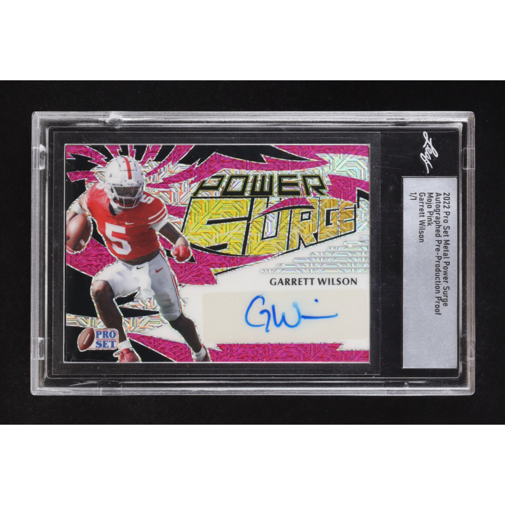 Garrett Wilson 2022 Leaf Pro Set Metal Power Surge Mojo Pink #PSGW1 #1/1 RC at PristineAuction.com