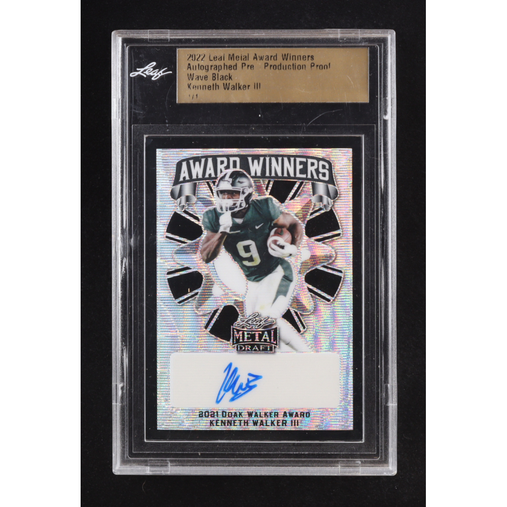 Kenneth Walker III 2022 Leaf Metal Draft Award Winners Wave Black #AWKW1 #1/1 RC at PristineAuction.com