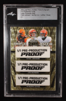 Chad Johnson / Joe Burrow / Ja'Marr Chase 2024 Leaf Metal Football Triple Autographs Super Prismatic Gold Pre-Production Proof #NNO #1/1 (Leaf) at PristineAuction.com