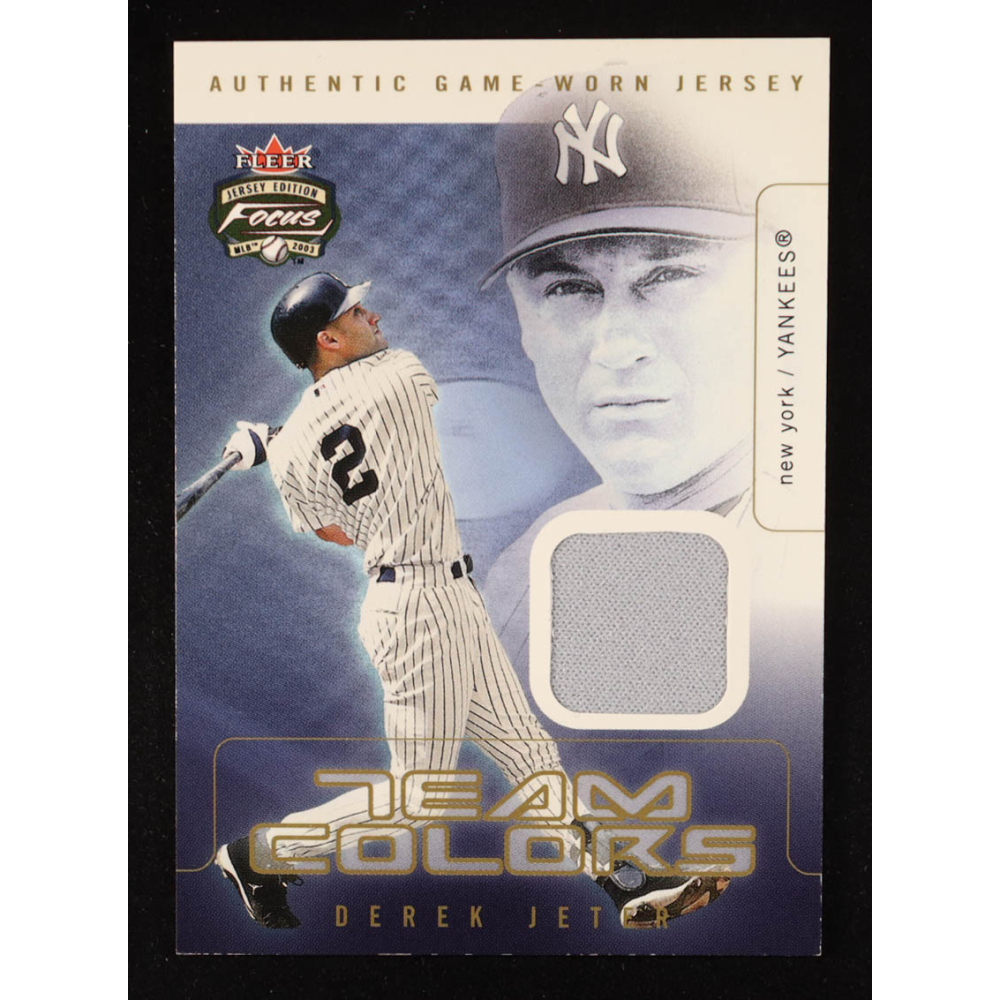 Derek Jeter 2003 Fleer Focus JE Team Colors Game Jersey #DJ at PristineAuction.com