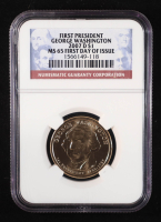 2007-D U.S. Presidential $1 Coin, First Day of Issue - George Washington 1st President (NGC MS65) at PristineAuction.com