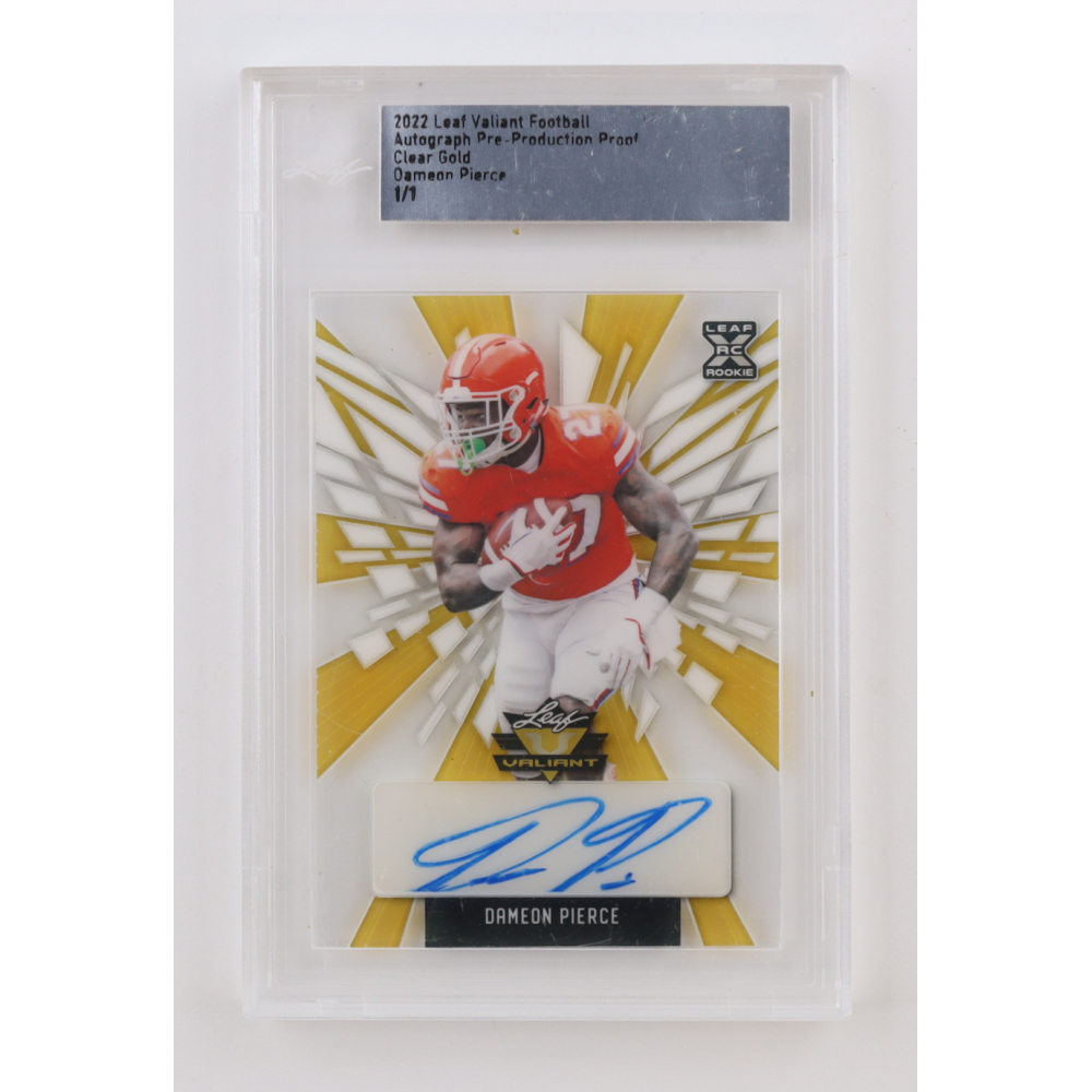 Dameon Pierce 2022 Leaf Valiant Clear Gold #BADP2  #1/1 RC at PristineAuction.com