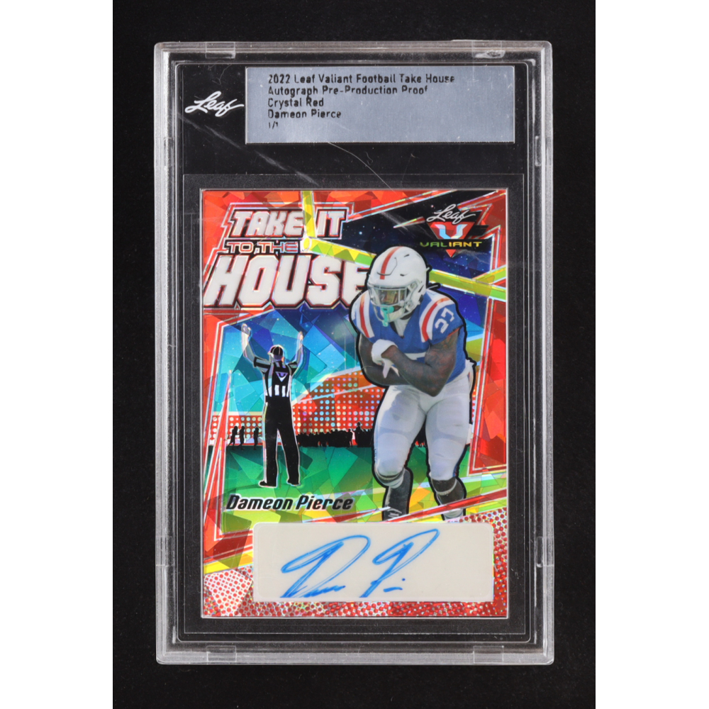 Dameon Pierce 2022 Leaf Valiant Take it to the House Crystal Red #THDP2 #1/1 RC at PristineAuction.com