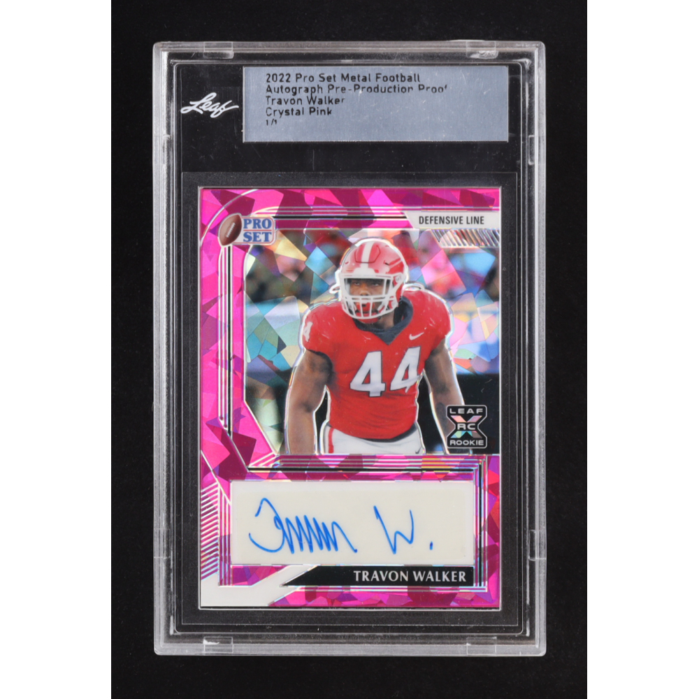 Travon Walker 2022 Leaf Pro Set Metal Crystal Pink #PATW2 #1/1 RC at PristineAuction.com