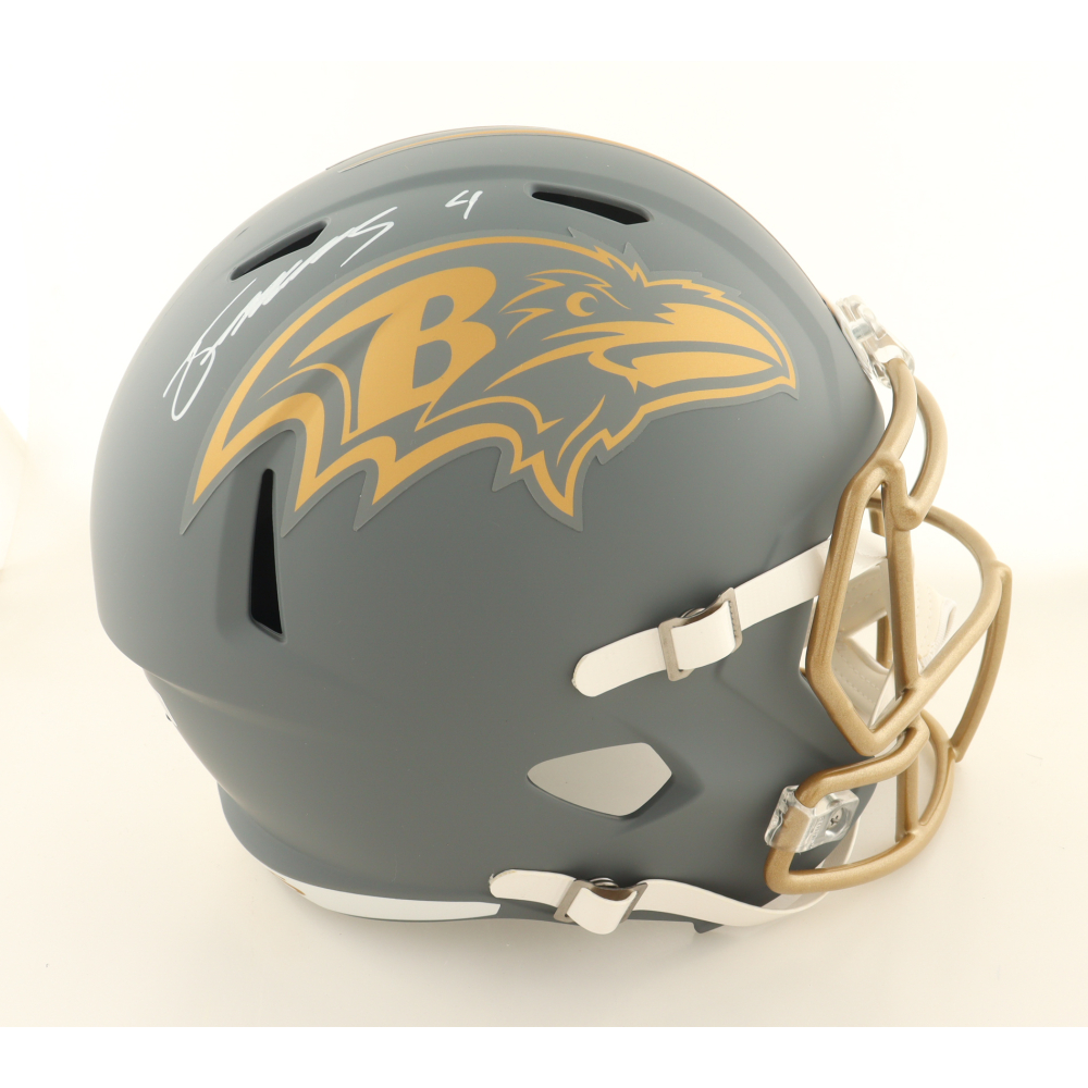 Zay Flowers Signed Ravens Full-Size Slate Alternate Speed Helmet (Beckett) at PristineAuction.com