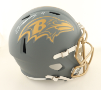 Zay Flowers Signed Ravens Full-Size Slate Alternate Speed Helmet (Beckett) at PristineAuction.com