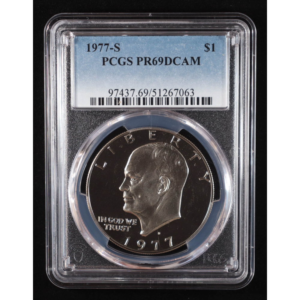 1977-S Eisenhower Silver Dollar - Deep Cameo Proof (PCGS PR69DCAM) at PristineAuction.com