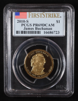 2010-S U.S. Presidential Proof $1 Coin, First Strike - James Buchanan 15th President (PCGS PR69DCAM) at PristineAuction.com
