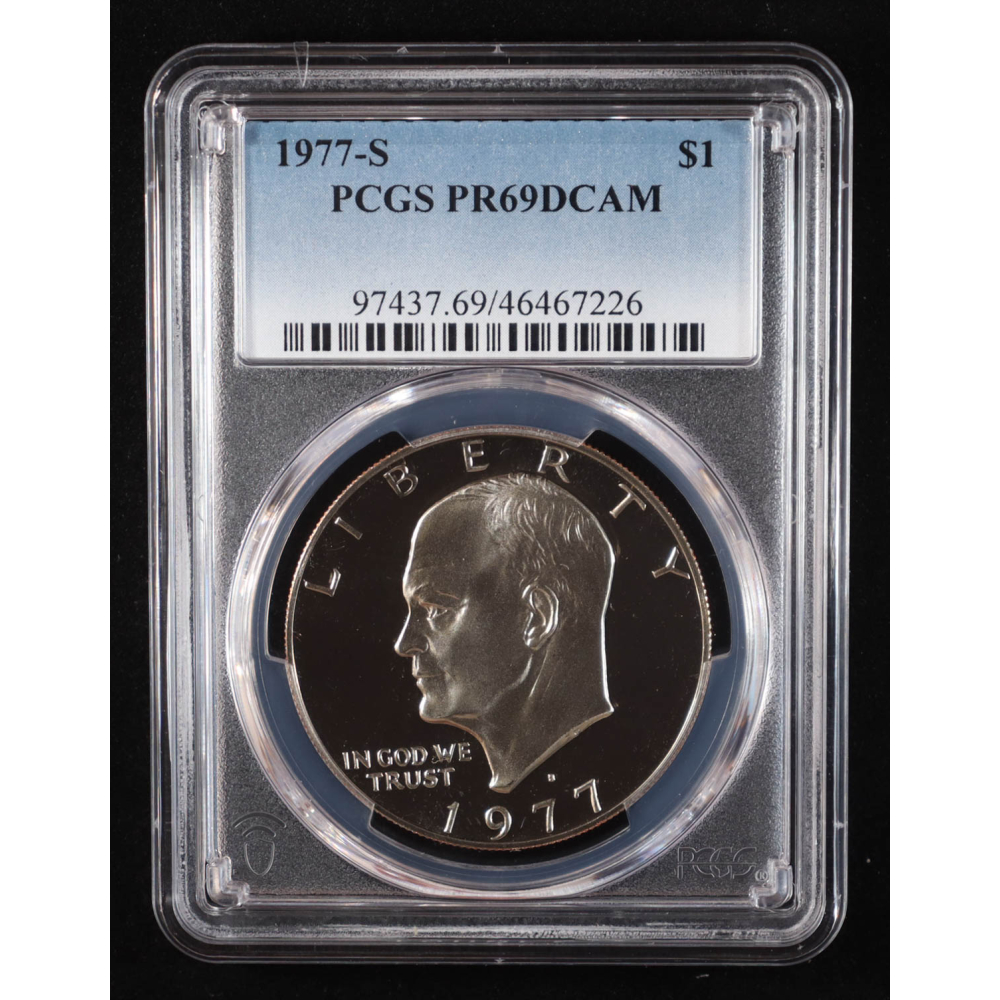 1977-S Eisenhower Silver Dollar - Deep Cameo Proof (PCGS PR69DCAM) at PristineAuction.com