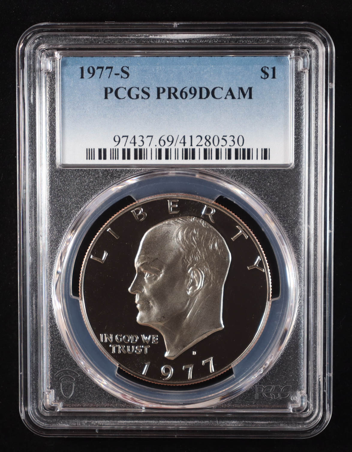 1977-S Eisenhower Silver Dollar - Deep Cameo Proof (PCGS PR69DCAM) at PristineAuction.com 1977-S Eisenhower Silver Dollar - Deep Cameo Proof (PCGS PR69DCAM) at PristineAuction.com