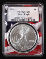 2024 American Silver Eagle - American Flag Core (PCGS MS70) at PristineAuction.com