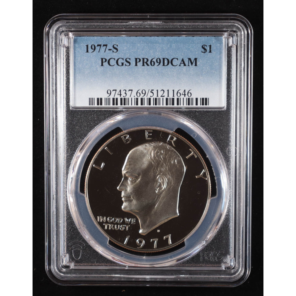 1977-S Eisenhower Silver Dollar - Deep Cameo Proof (PCGS PR69DCAM) at PristineAuction.com