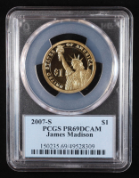 2007-S U.S. Presidential Proof $1 Coin - James Madison 4th President (PCGS PR69DCAM DCAM) at PristineAuction.com