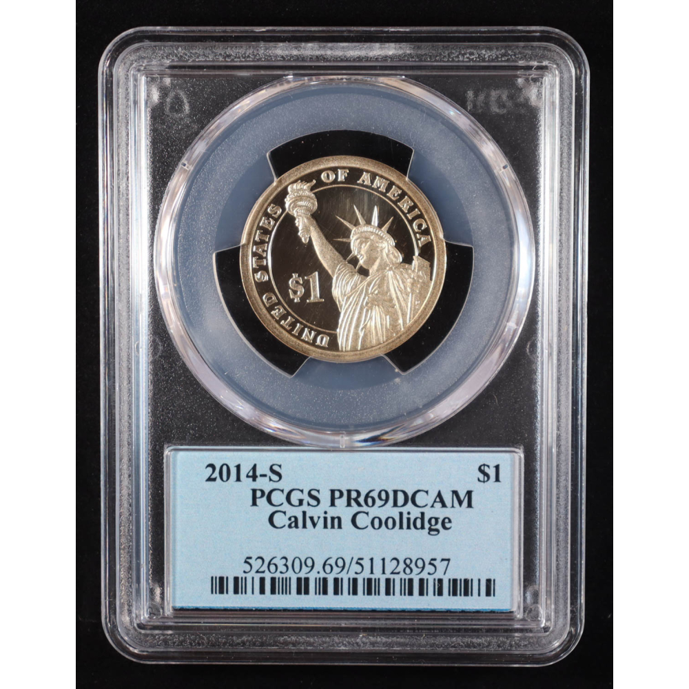 2014-S U.S. Presidential Proof $1 Coin - Calvin Coolidge 30th President (PCGS PR69DCAM) at PristineAuction.com