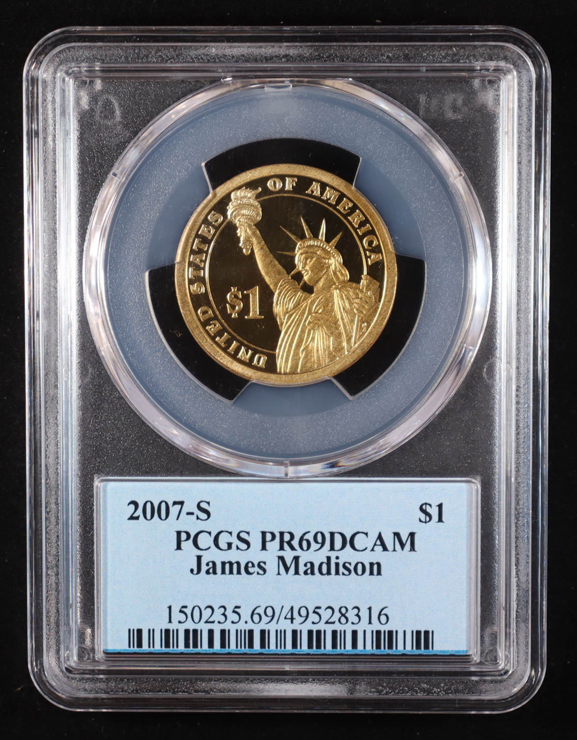 2007-S U.S. Presidential Proof $1 Coin - James Madison 4th President (PCGS PR69DCAM DCAM) at PristineAuction.com 2007-S U.S. Presidential Proof $1 Coin - James Madison 4th President (PCGS PR69DCAM DCAM) at PristineAuction.com