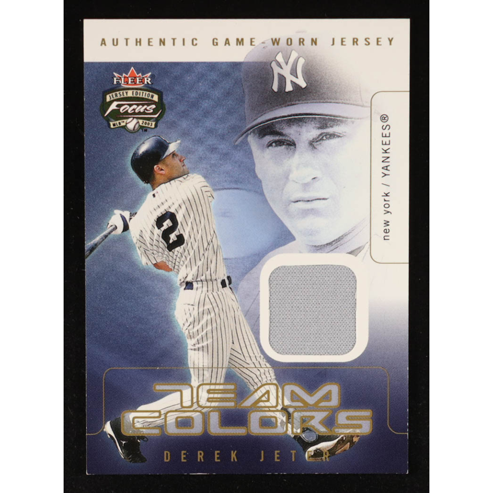 Derek Jeter 2003 Fleer Focus JE Team Colors Game Jersey #DJ at PristineAuction.com