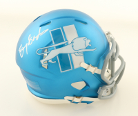 Barry Sanders Signed Lions Matte Blue Alternate Speed Mini Helmet (Schwartz) at PristineAuction.com