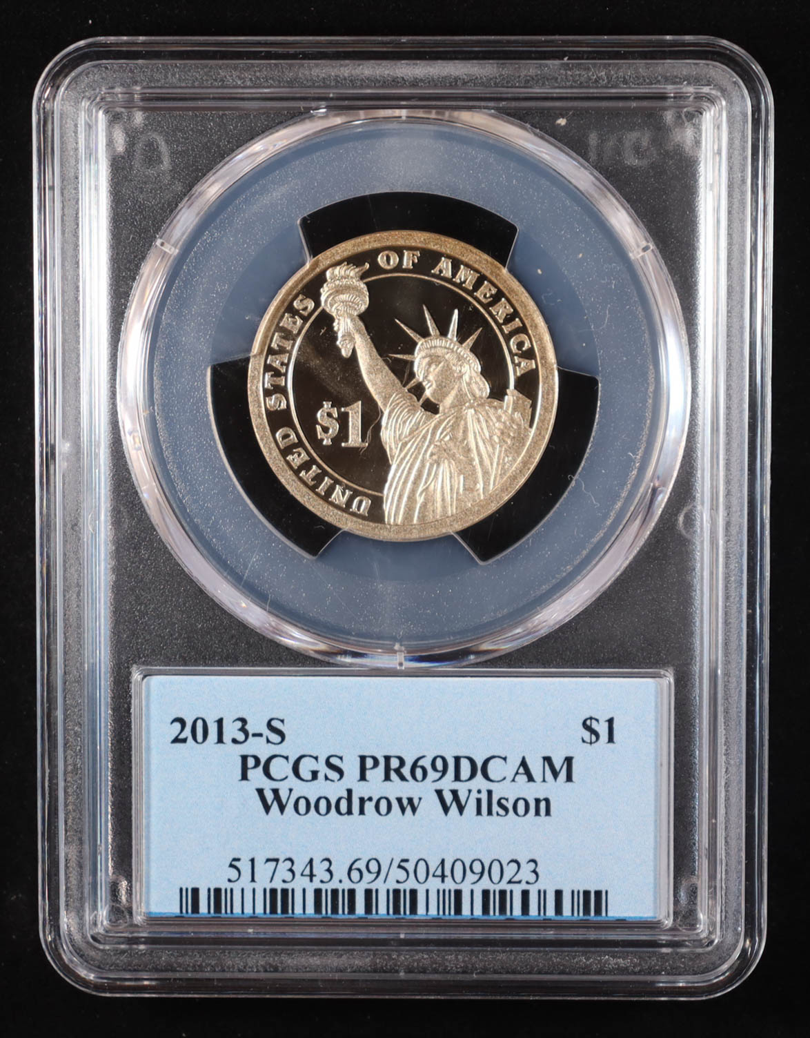 2013-S U.S. Presidential Proof $1 Coin - Woodrow Wilson 28th President (PCGS PR69DCAM) at PristineAuction.com 2013-S U.S. Presidential Proof $1 Coin - Woodrow Wilson 28th President (PCGS PR69DCAM) at PristineAuction.com