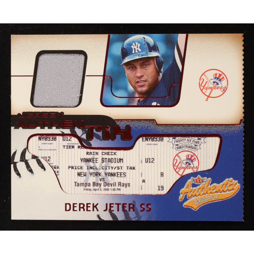 Derek Jeter 2002 Fleer Authentix Jersey Ripped #JADJ at PristineAuction.com