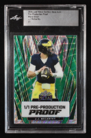 JJ McCarthy 2024 Leaf Metal Football Base Pre-Production Proof Wave Green RC #1/1 (Leaf) at PristineAuction.com