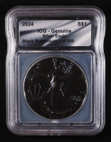 2024 American Silver Eagle, Black Ruthenium - 1 of 500 (ICG Genuine) at PristineAuction.com