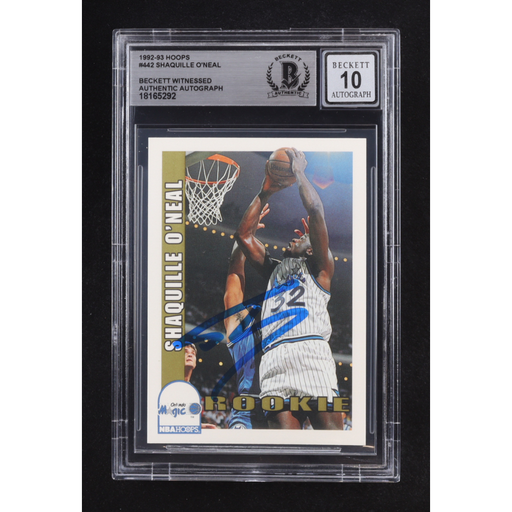 Shaquille O'Neal Signed 1992-93 Hoops #442 RC (Beckett | Auto Grade BGS 10) at PristineAuction.com