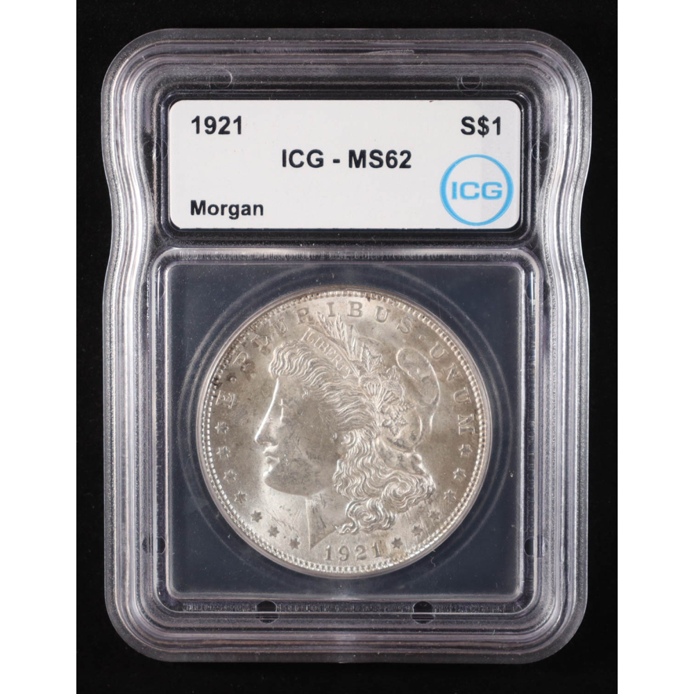 1921 Morgan Silver Dollar (ICG MS62) at PristineAuction.com