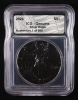 2024 American Silver Eagle, Black Ruthenium - 1 of 500 (ICG Genuine) at PristineAuction.com
